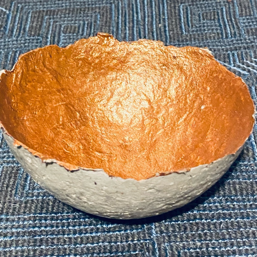 Hand Gold Leafed Interior Papier Mache Bowl